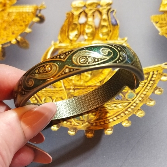 Pierre Bex Style Art Deco Revival Hinged Bangle Bracelet - Picture 5 of 8
